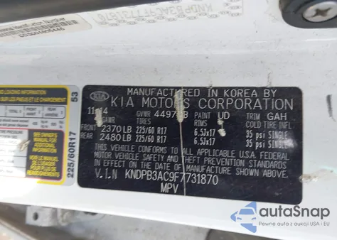 2015 Kia Sportage Lx z USA, uszkodzony, nr VIN KNDPB3AC9F7731870